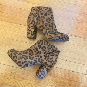Topshop faux fur leopard heeled booties